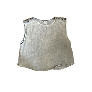 American Age Heather Gray Tank with Black and Gold Details